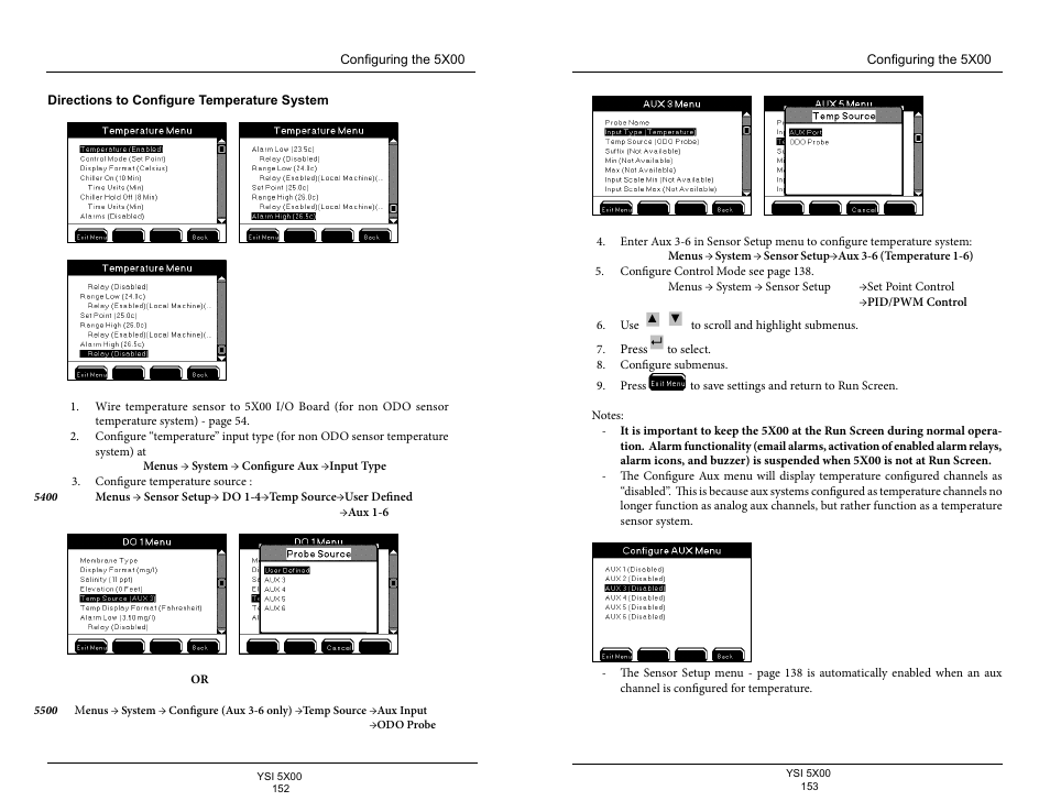 Directions to configure temperature system | YSI 5500D-1 User Manual | Page 77 / 127