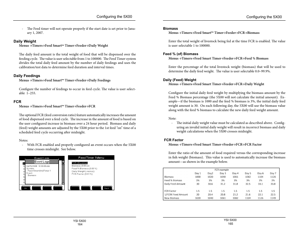 Daily weight, Daily feedings | YSI 5500D-1 User Manual | Page 83 / 127
