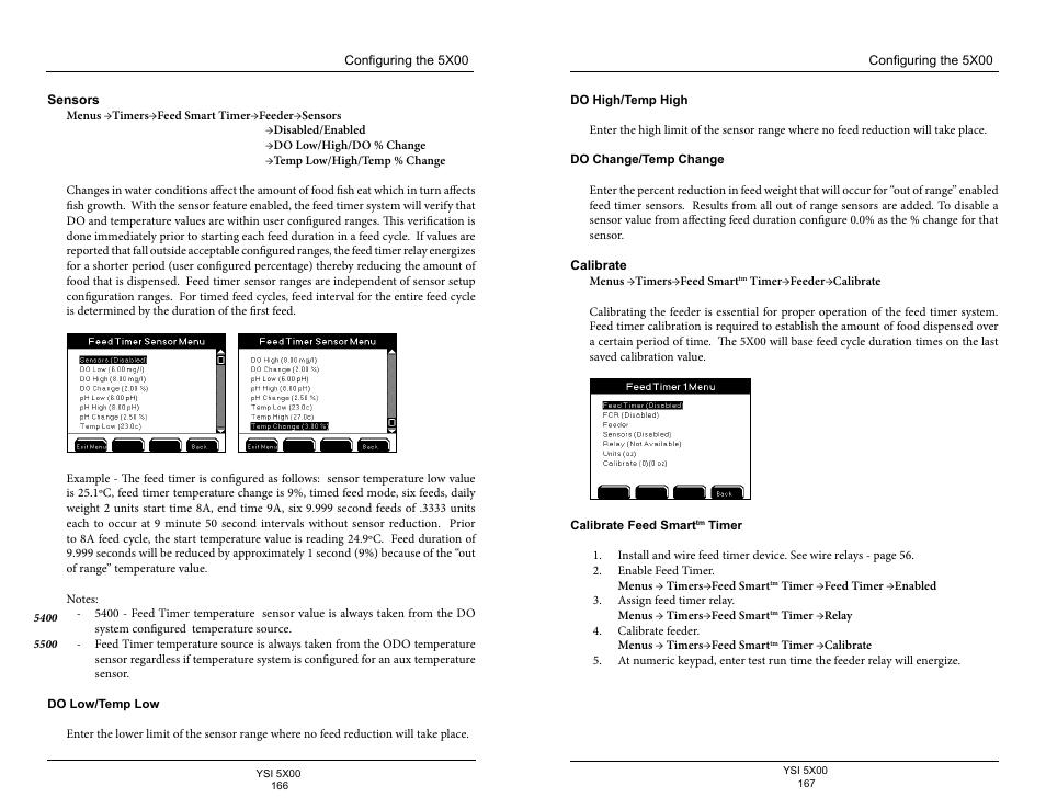 Sensors, Calibrate | YSI 5500D-1 User Manual | Page 84 / 127