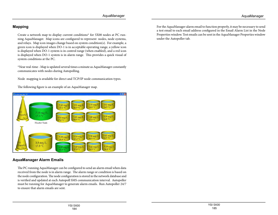 Mapping, Aquamanager alarm emails | YSI 5500D-1 User Manual | Page 93 / 127