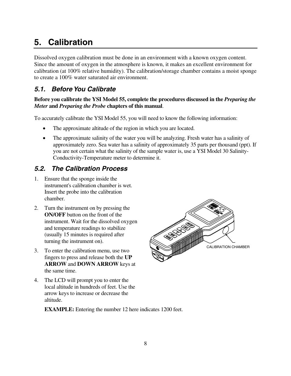 Calibration, Before you calibrate, The calibration process | Before you calibrate 5.2. the calibration process | YSI 55 User Manual | Page 12 / 26