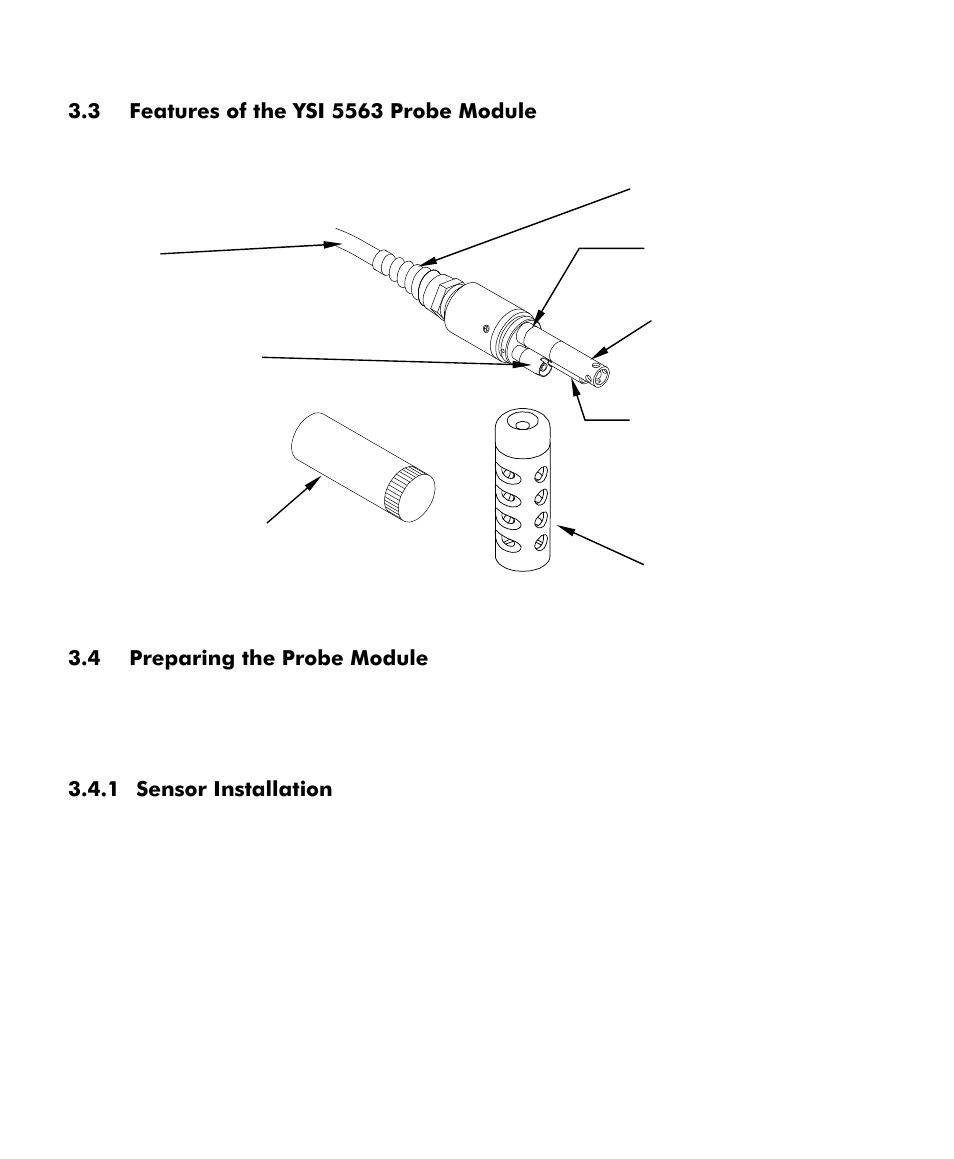 Features of the ysi 5563 probe module, Preparing the probe module | YSI 556 MPS User Manual | Page 26 / 136