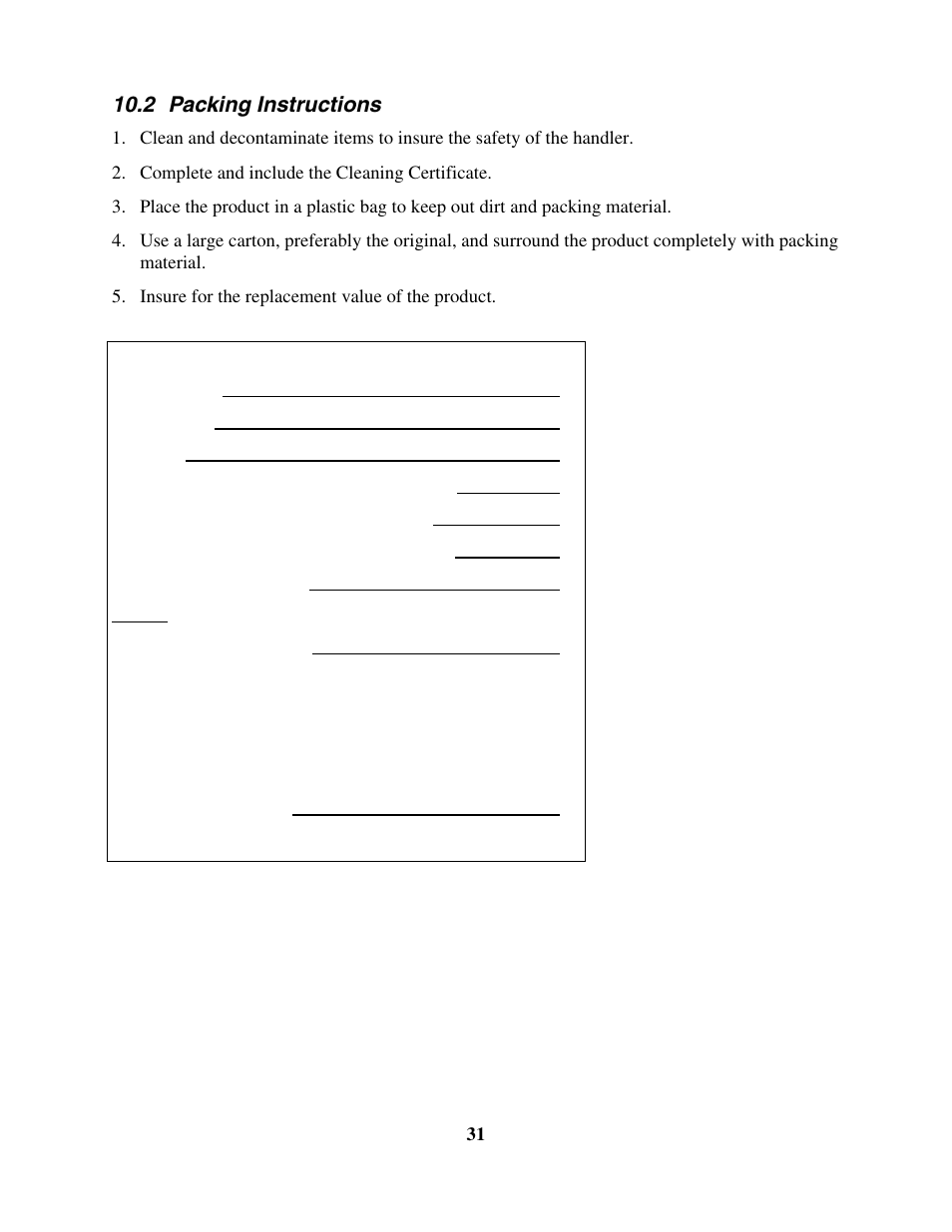 Packing instructions, 2 packing instructions | YSI 63 User Manual | Page 35 / 46