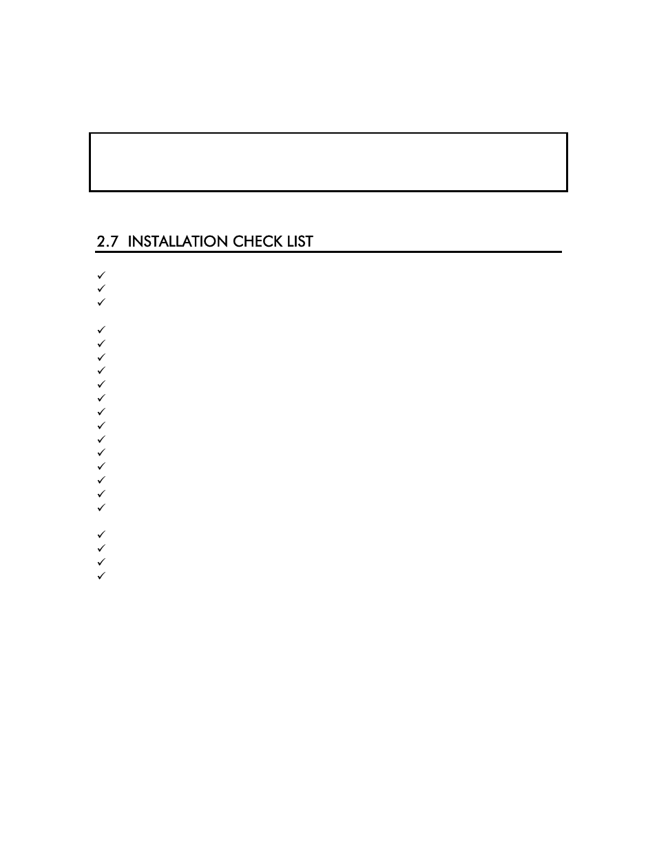 7 installation check list | YSI 6500 Environmental Process Monitor User Manual | Page 21 / 113