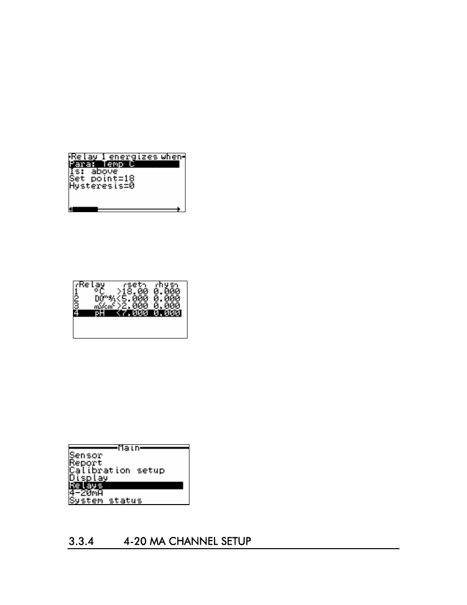 4 4-20 ma channel setup | YSI 6500 Environmental Process Monitor User Manual | Page 34 / 113