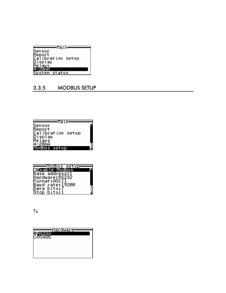 5 modbus setup | YSI 6500 Environmental Process Monitor User Manual | Page 36 / 113