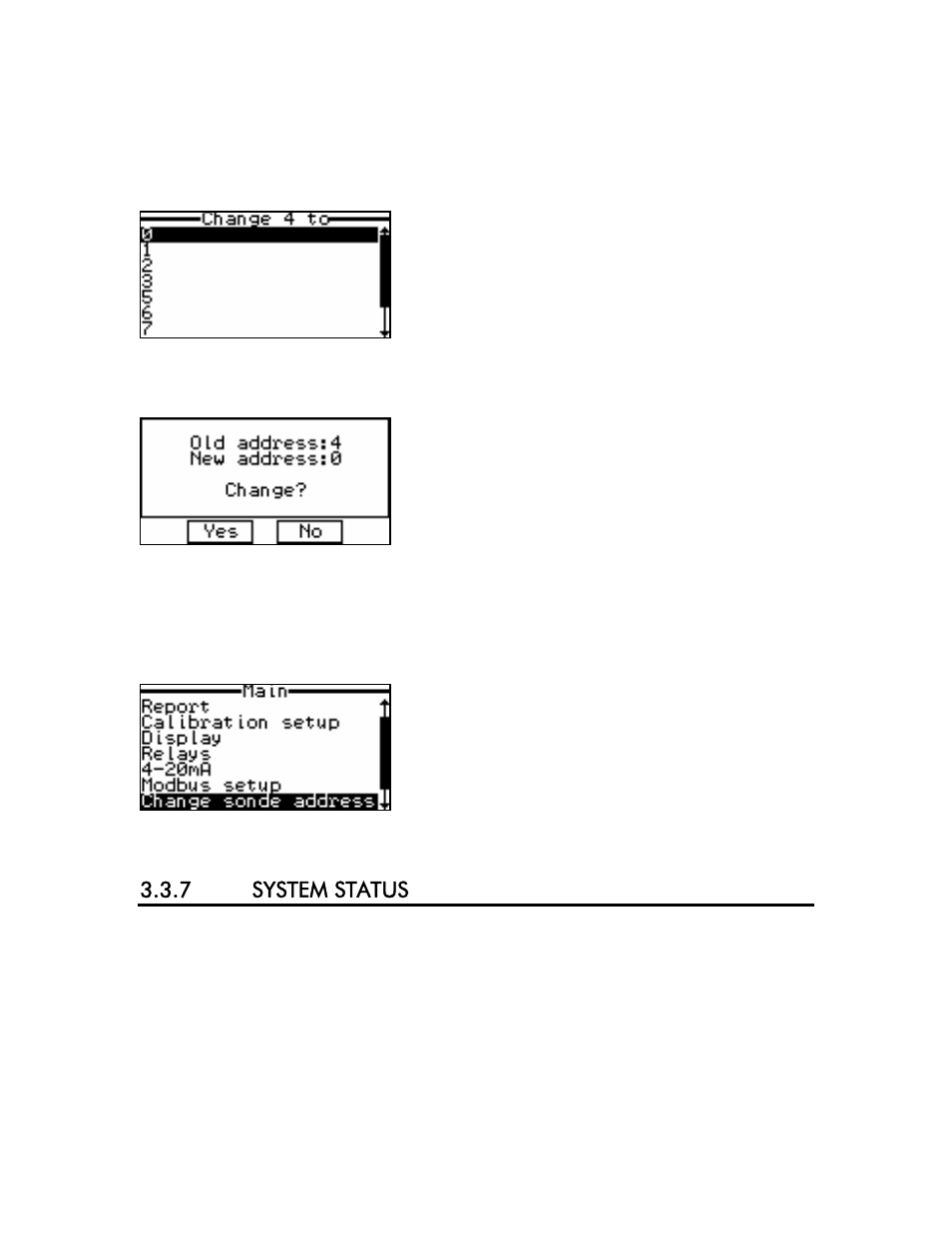 7 system status | YSI 6500 Environmental Process Monitor User Manual | Page 38 / 113