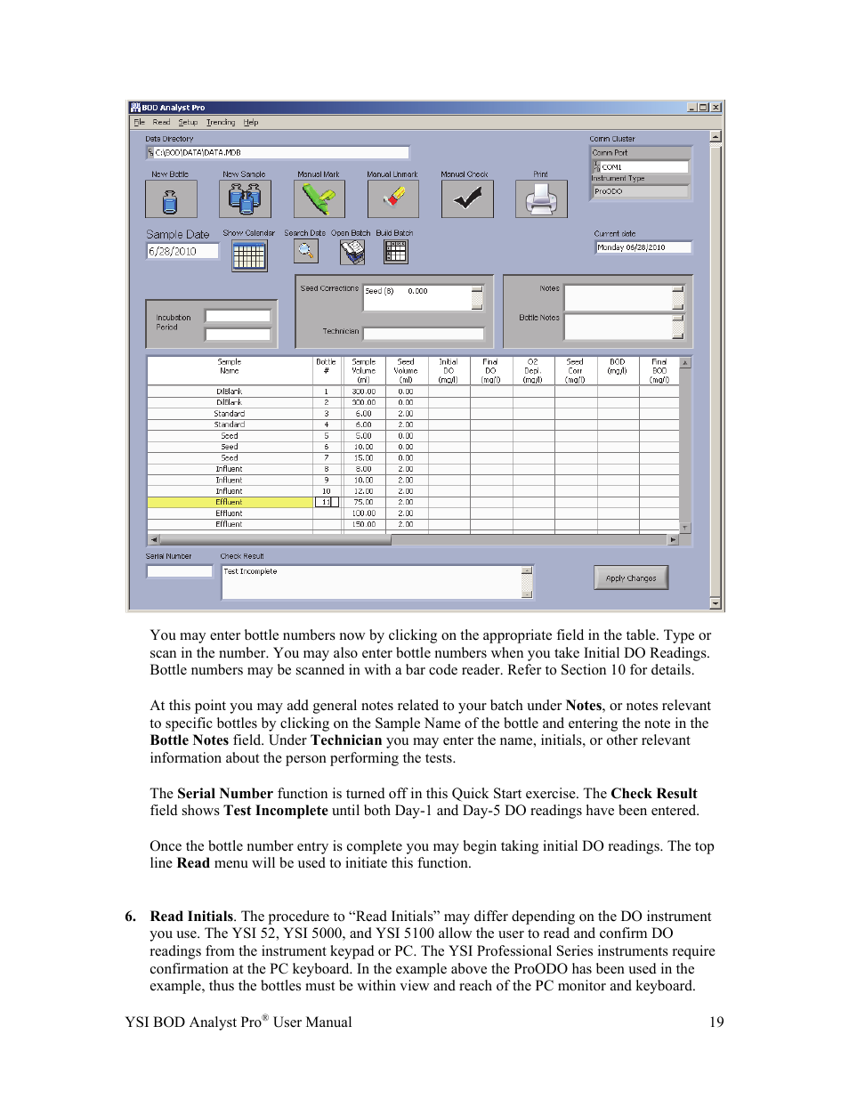 YSI BOD Analyst Pro User Manual | Page 19 / 96