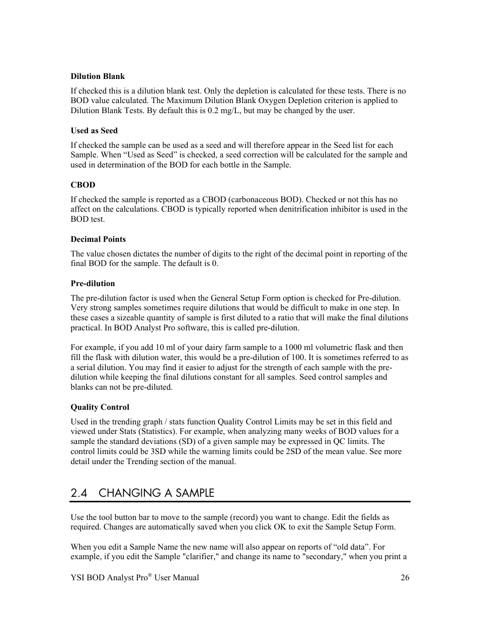 4 changing a sample | YSI BOD Analyst Pro User Manual | Page 26 / 96