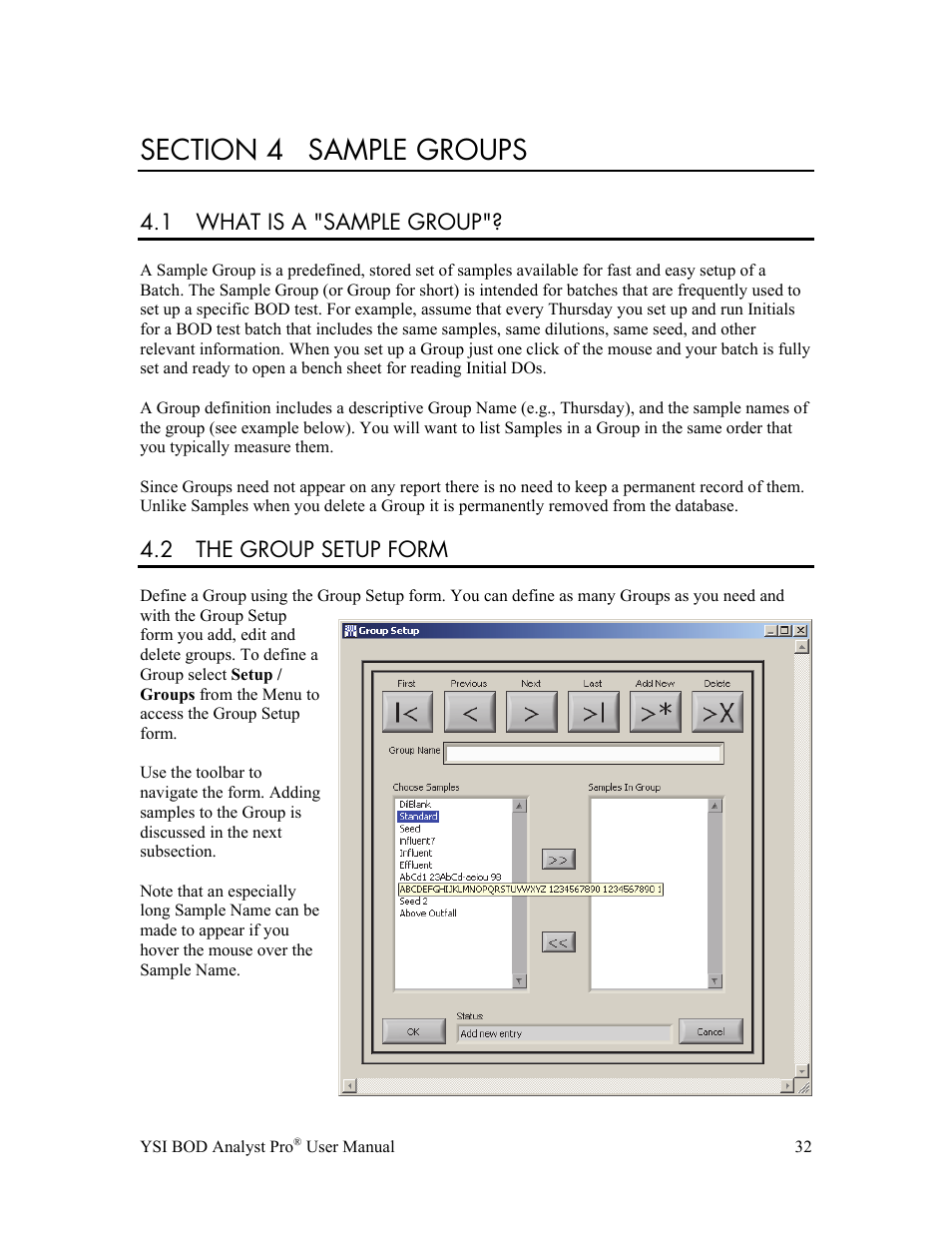 Sample groups | YSI BOD Analyst Pro User Manual | Page 32 / 96