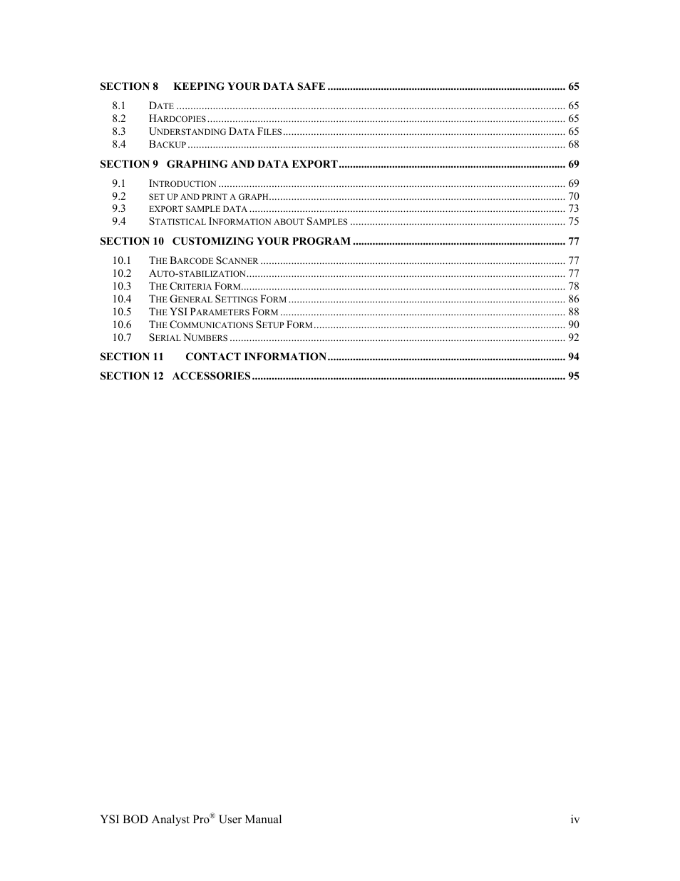 YSI BOD Analyst Pro User Manual | Page 4 / 96