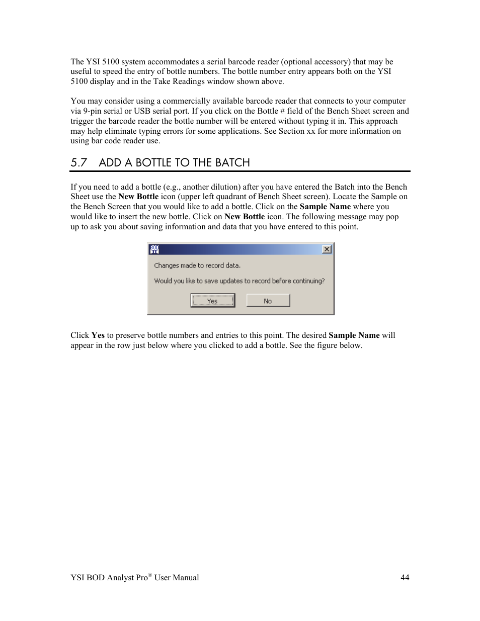 7 add a bottle to the batch | YSI BOD Analyst Pro User Manual | Page 44 / 96