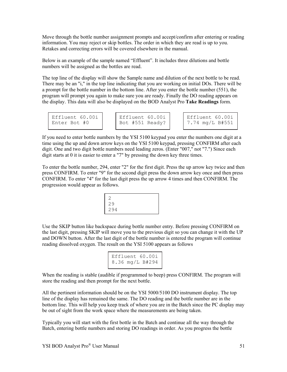 YSI BOD Analyst Pro User Manual | Page 51 / 96