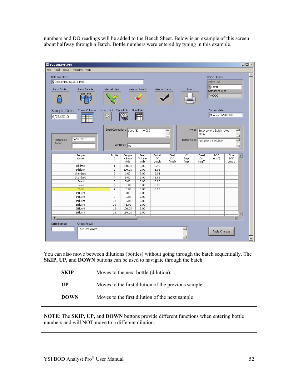 YSI BOD Analyst Pro User Manual | Page 52 / 96