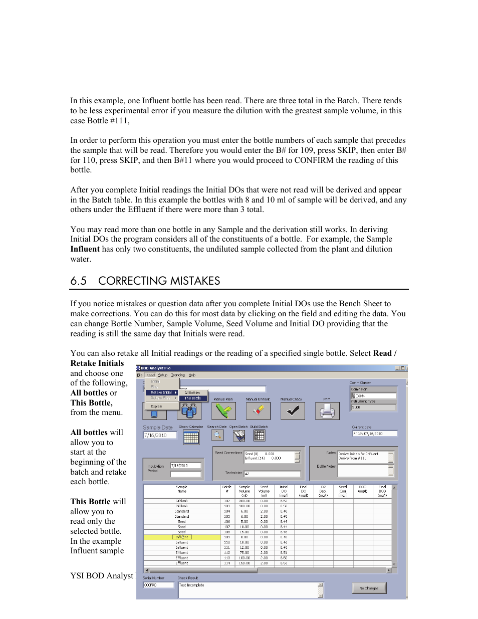 5 correcting mistakes | YSI BOD Analyst Pro User Manual | Page 57 / 96