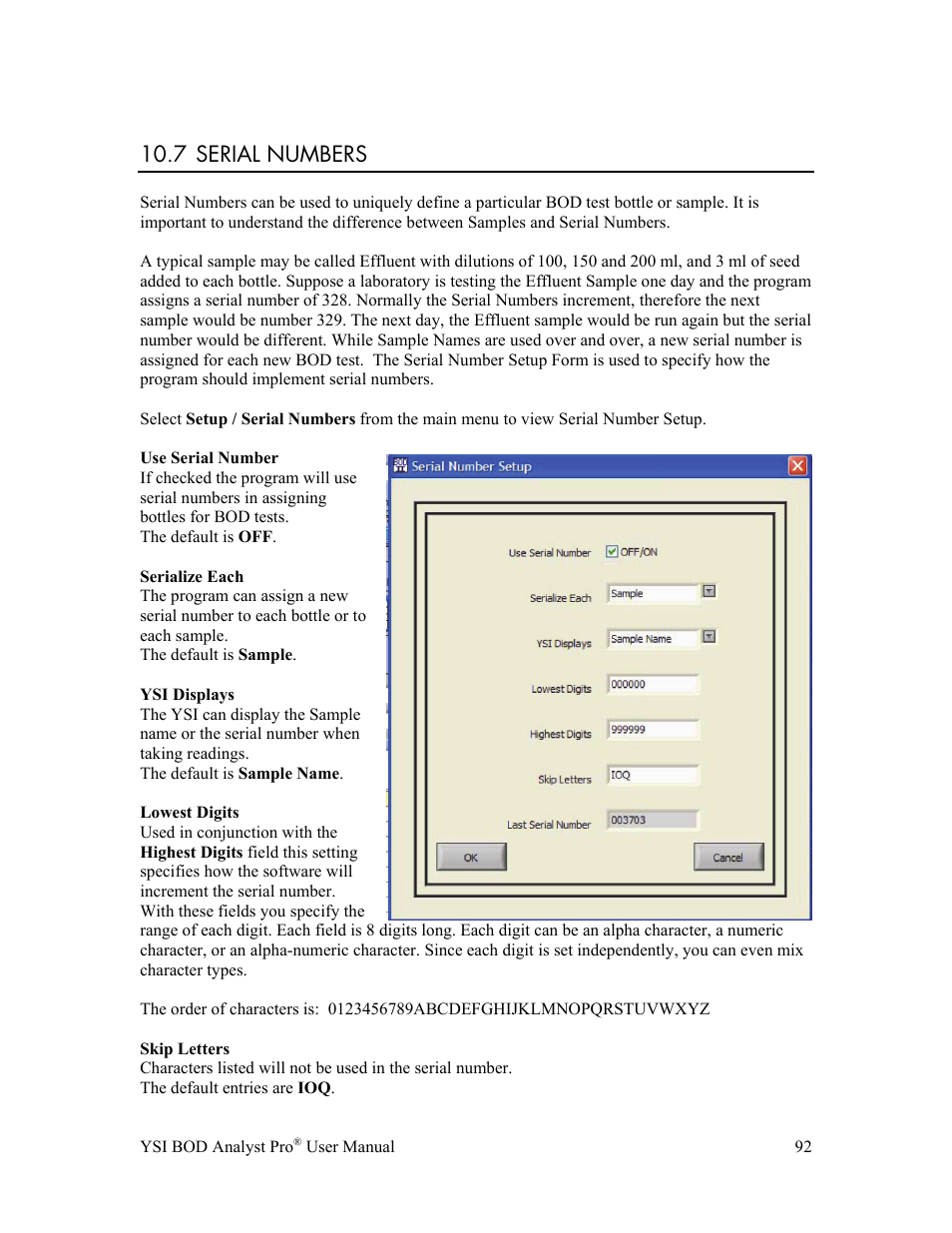 7 serial numbers | YSI BOD Analyst Pro User Manual | Page 92 / 96