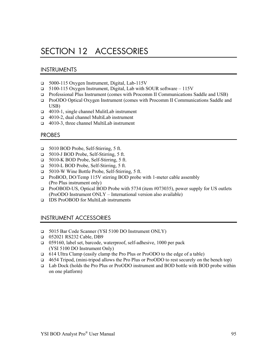 YSI BOD Analyst Pro User Manual | Page 95 / 96