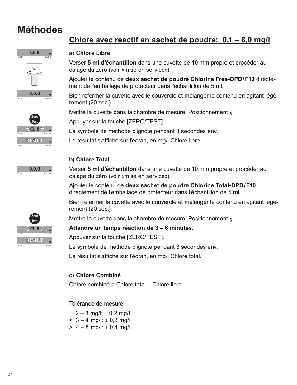 Méthodes | YSI 900 Chlorine Colorimeter User Manual | Page 34 / 64