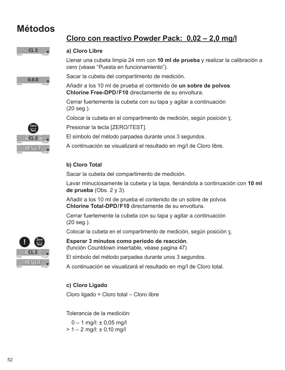 Métodos | YSI 900 Chlorine Colorimeter User Manual | Page 52 / 64