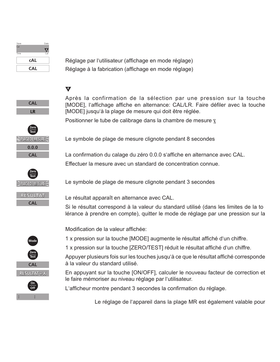 Réglage | YSI 910 COD Colorimeter User Manual | Page 22 / 41