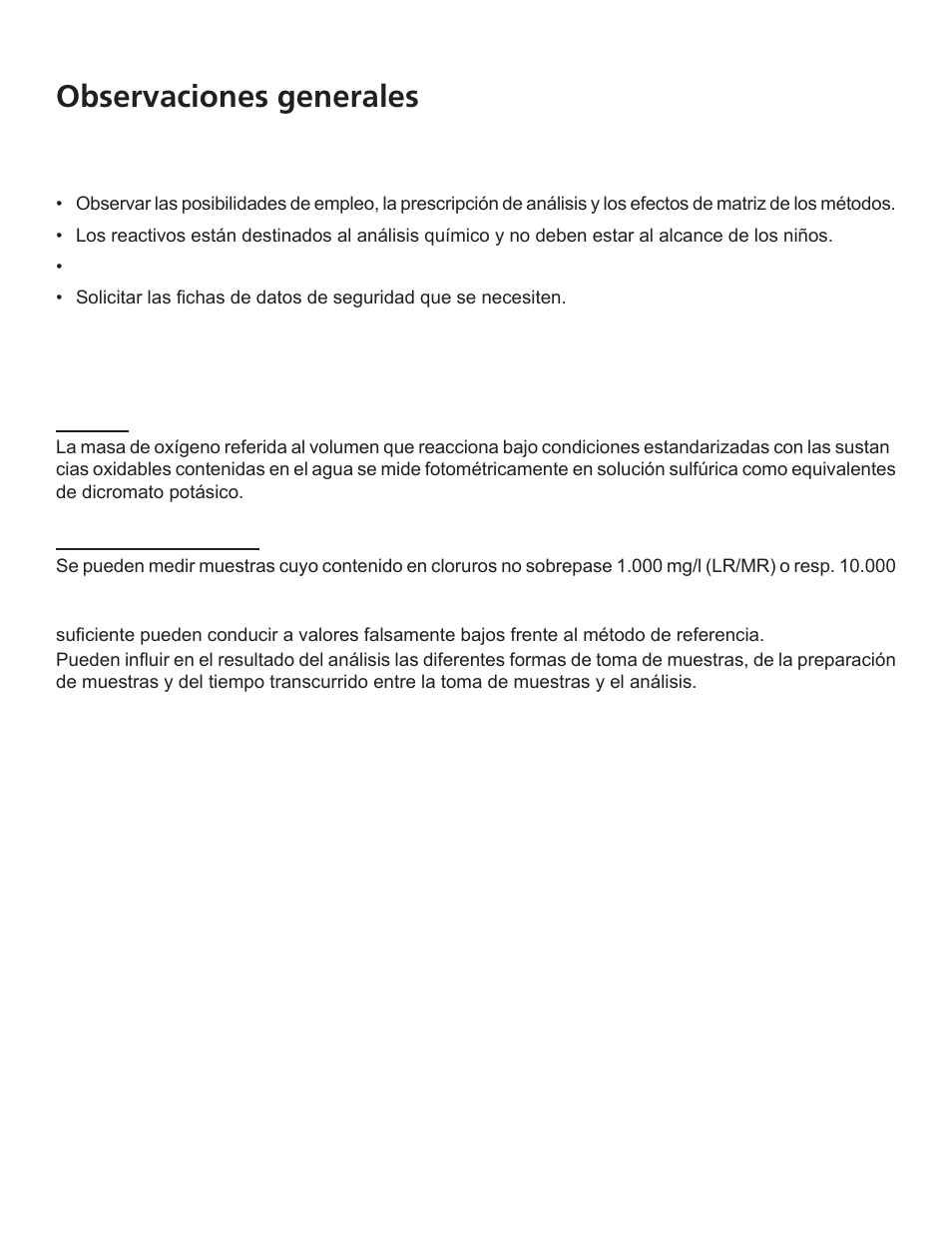 Observaciones generales | YSI 910 COD Colorimeter User Manual | Page 28 / 41