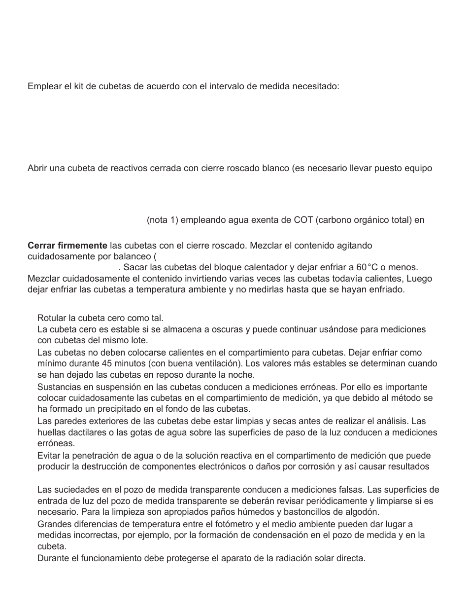 Métodos | YSI 910 COD Colorimeter User Manual | Page 30 / 41