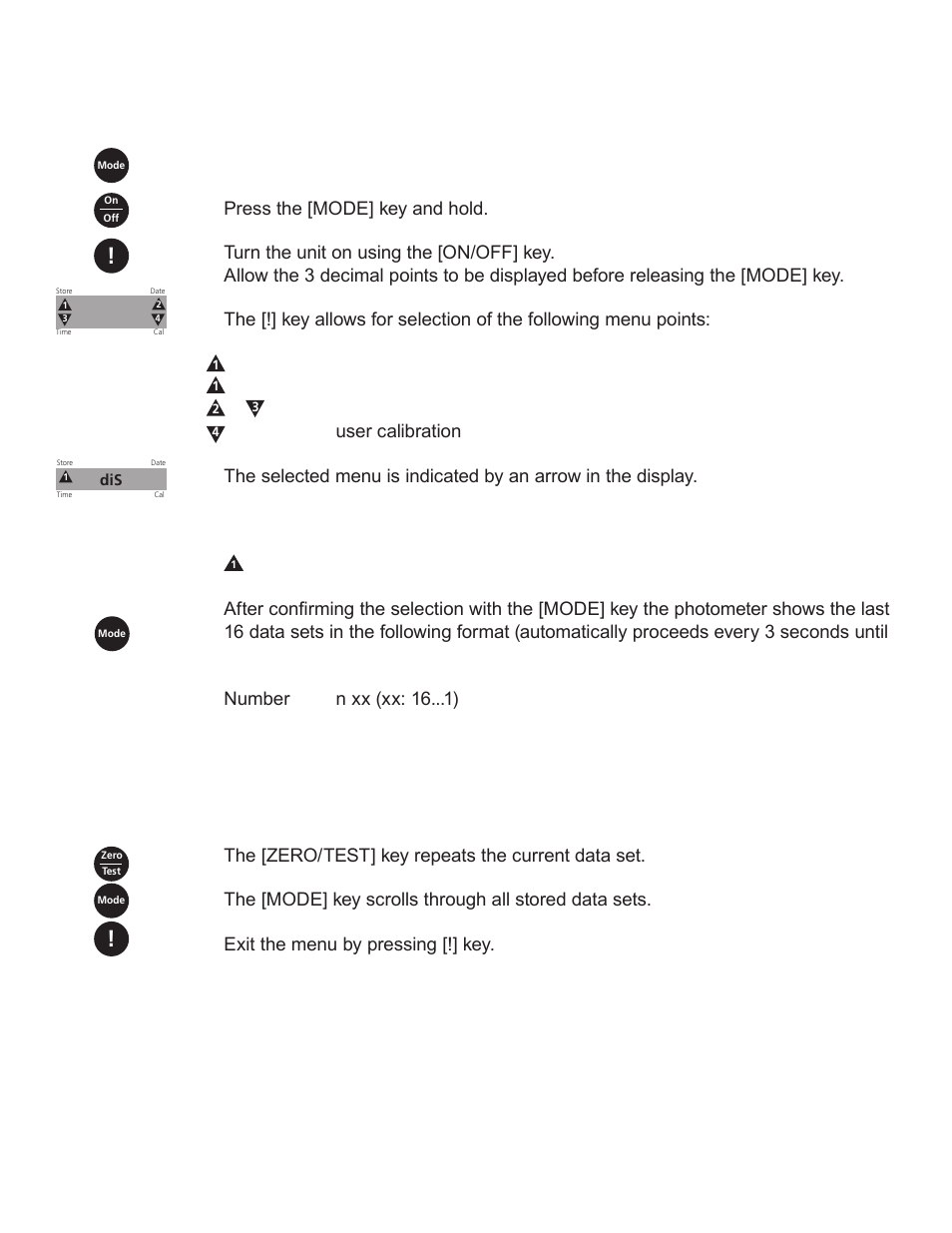 Menu options | YSI 910 COD Colorimeter User Manual | Page 8 / 41