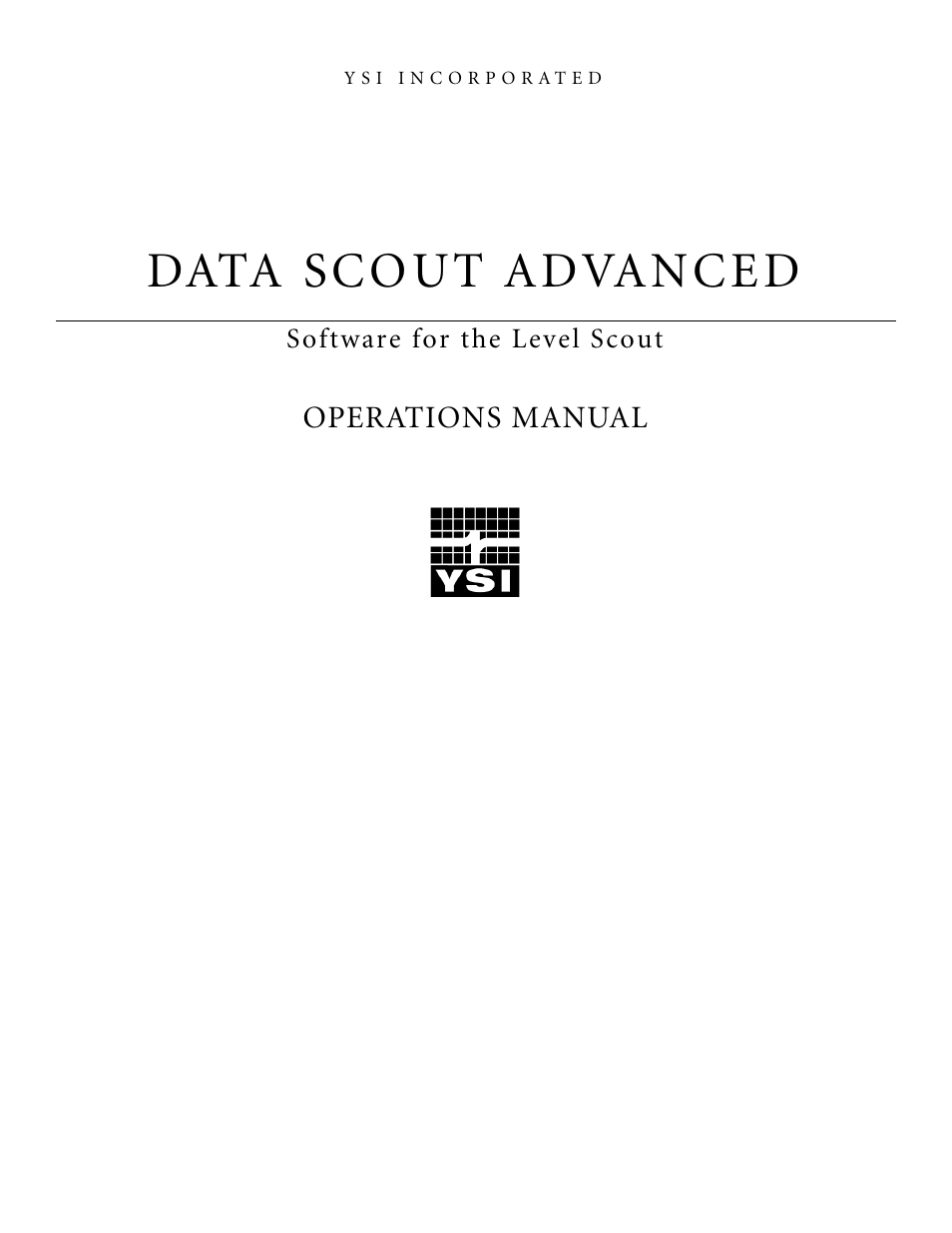 YSI Data Scout Advanced User Manual | 115 pages