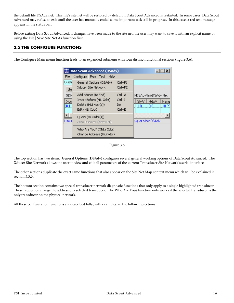 5 the configure functions | YSI Data Scout Advanced User Manual | Page 20 / 115