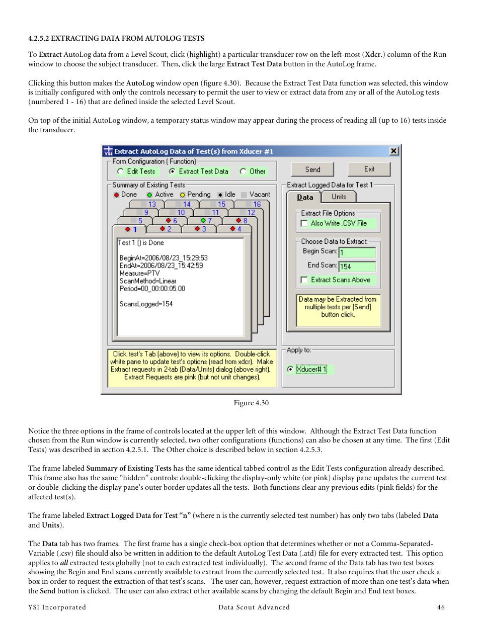 2 extracting data from autolog tests | YSI Data Scout Advanced User Manual | Page 50 / 115