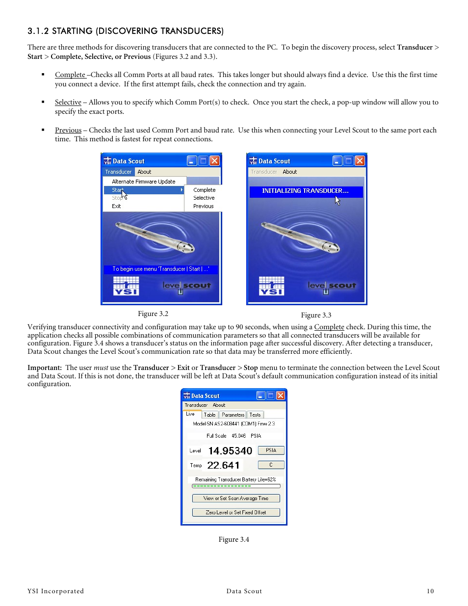 2 starting (discovering transducers) | YSI Data Scout User Manual | Page 10 / 33