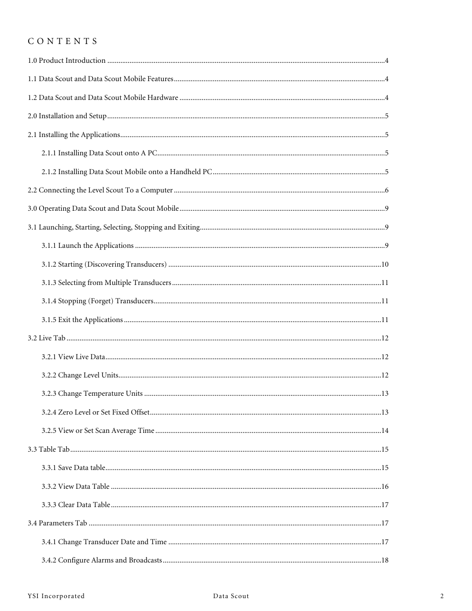 YSI Data Scout User Manual | Page 2 / 33