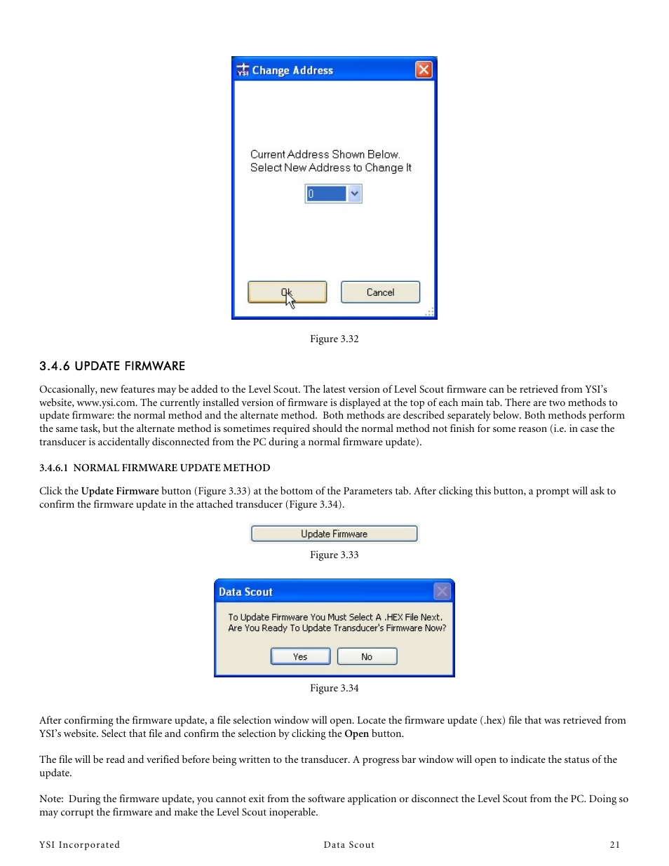 6 update firmware, 1 normal firmware update method | YSI Data Scout User Manual | Page 21 / 33