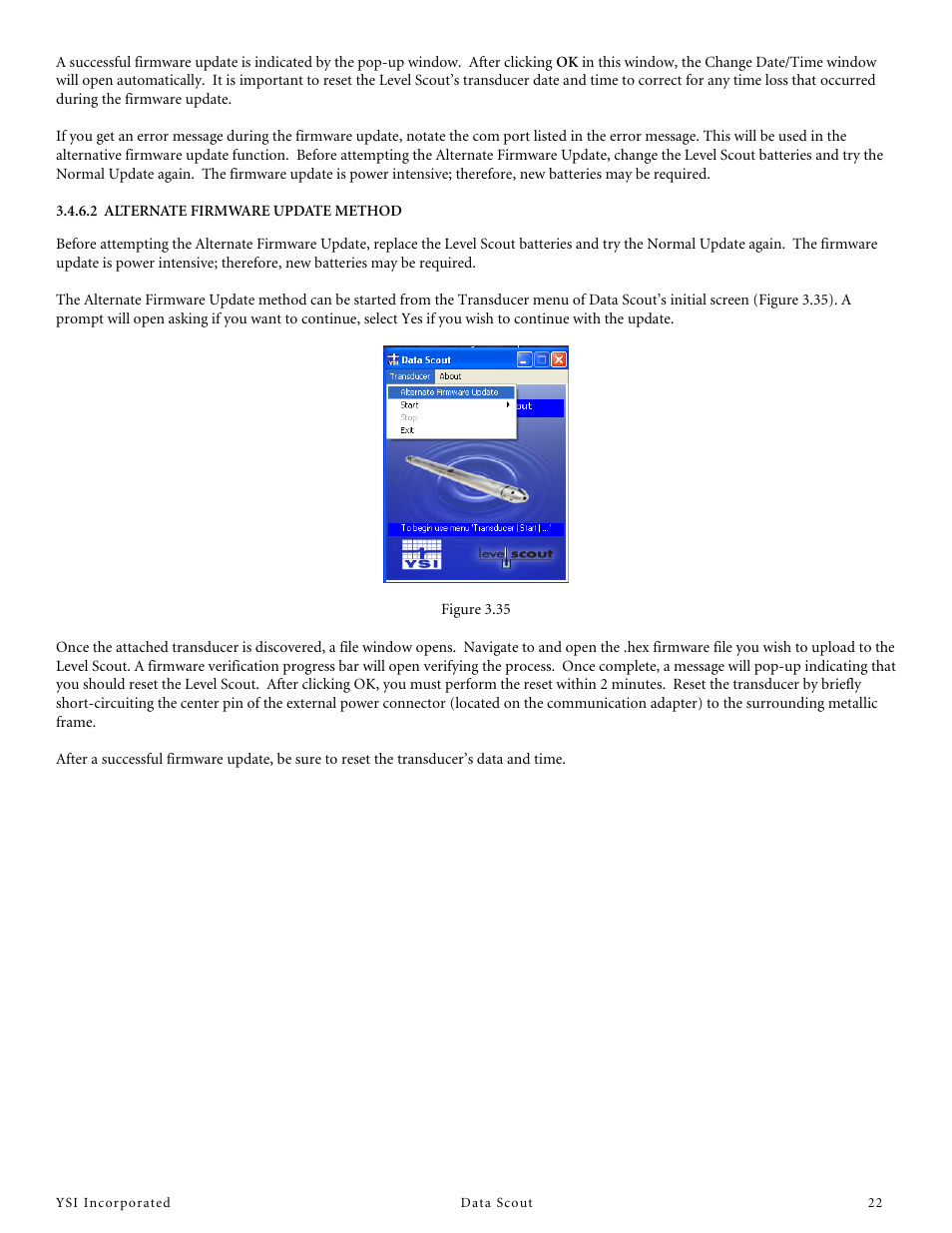 2 alternate firmware update method | YSI Data Scout User Manual | Page 22 / 33