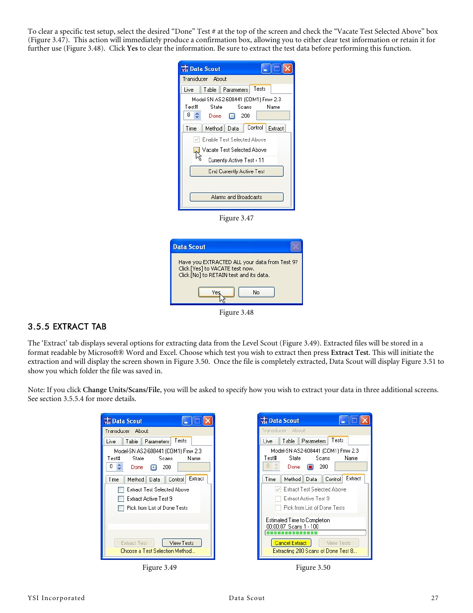 5 extract tab | YSI Data Scout User Manual | Page 27 / 33