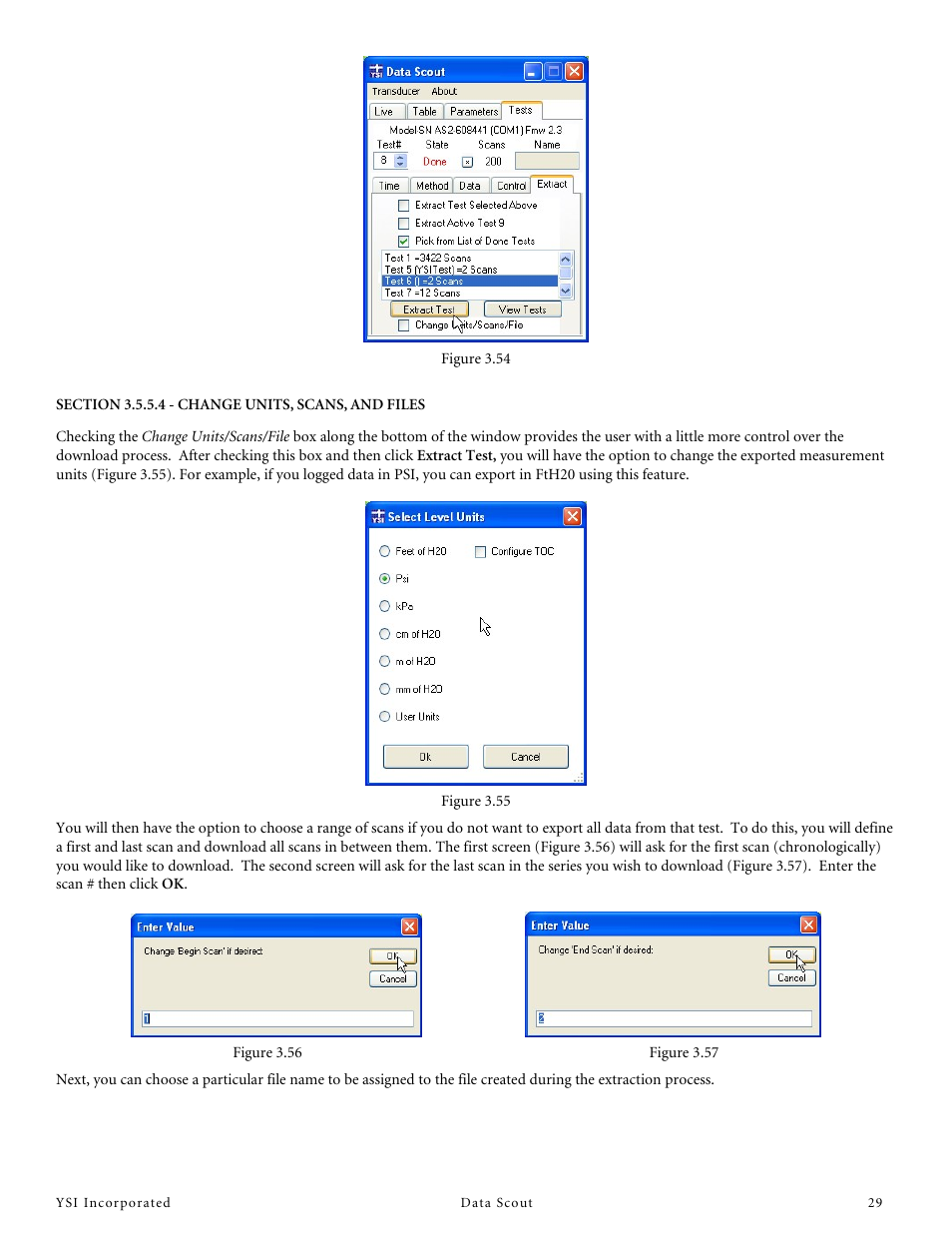 Section 3.5.5.4 - change units, scans, and files | YSI Data Scout User Manual | Page 29 / 33