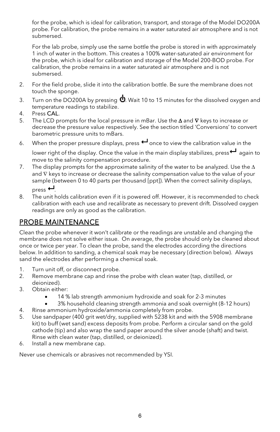 Probe maintenance | YSI EcoSense  DO200A User Manual | Page 7 / 36