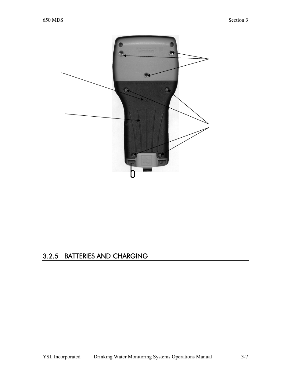 5 batteries and charging | YSI 600DW-B Sonde User Manual | Page 116 / 300