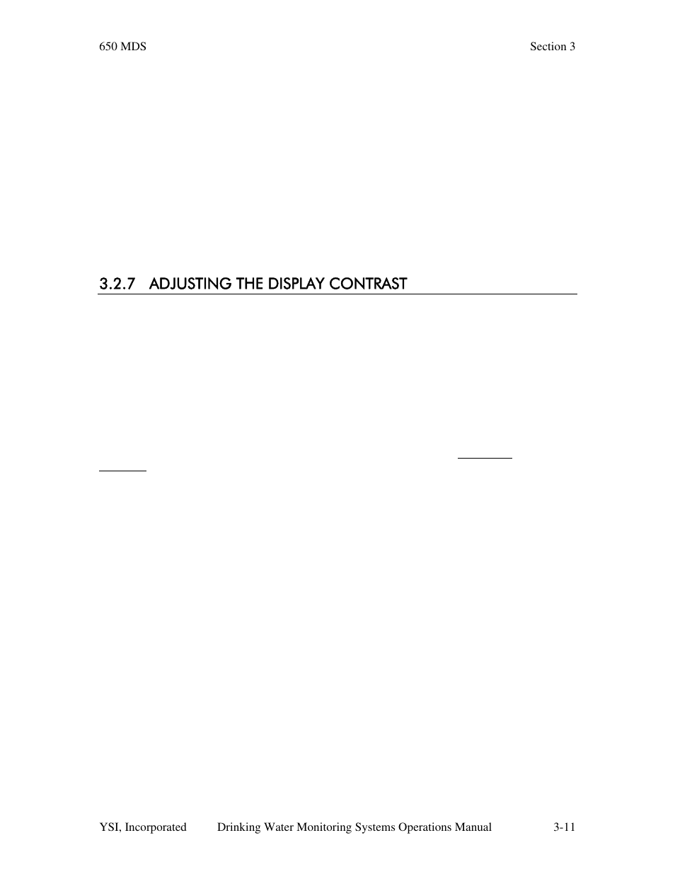 7 adjusting the display contrast | YSI 600DW-B Sonde User Manual | Page 120 / 300