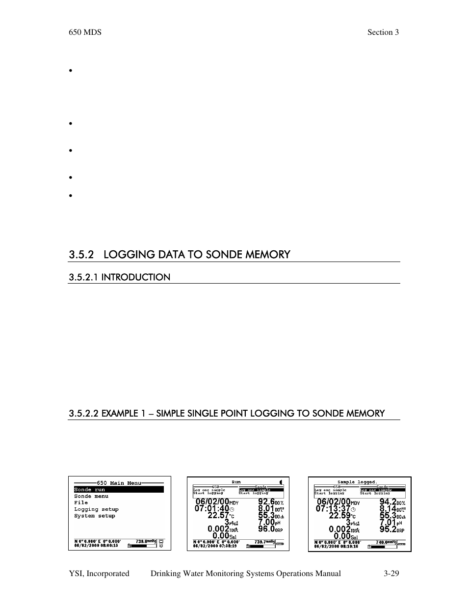 2 logging data to sonde memory, 1 introduction | YSI 600DW-B Sonde User Manual | Page 138 / 300