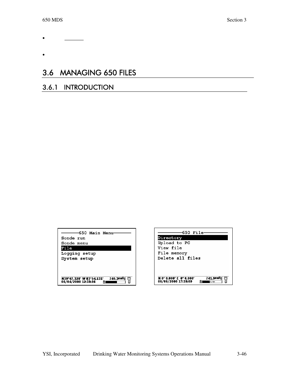 6 managing 650 files, 1 introduction | YSI 600DW-B Sonde User Manual | Page 155 / 300