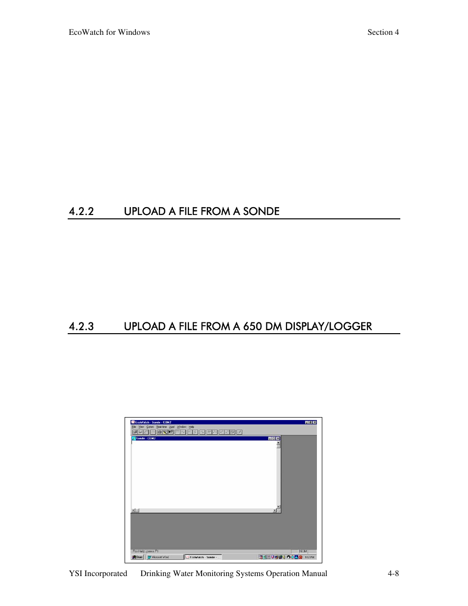 2 upload a file from a sonde, 3 upload a file from a 650 dm display/logger | YSI 600DW-B Sonde User Manual | Page 179 / 300