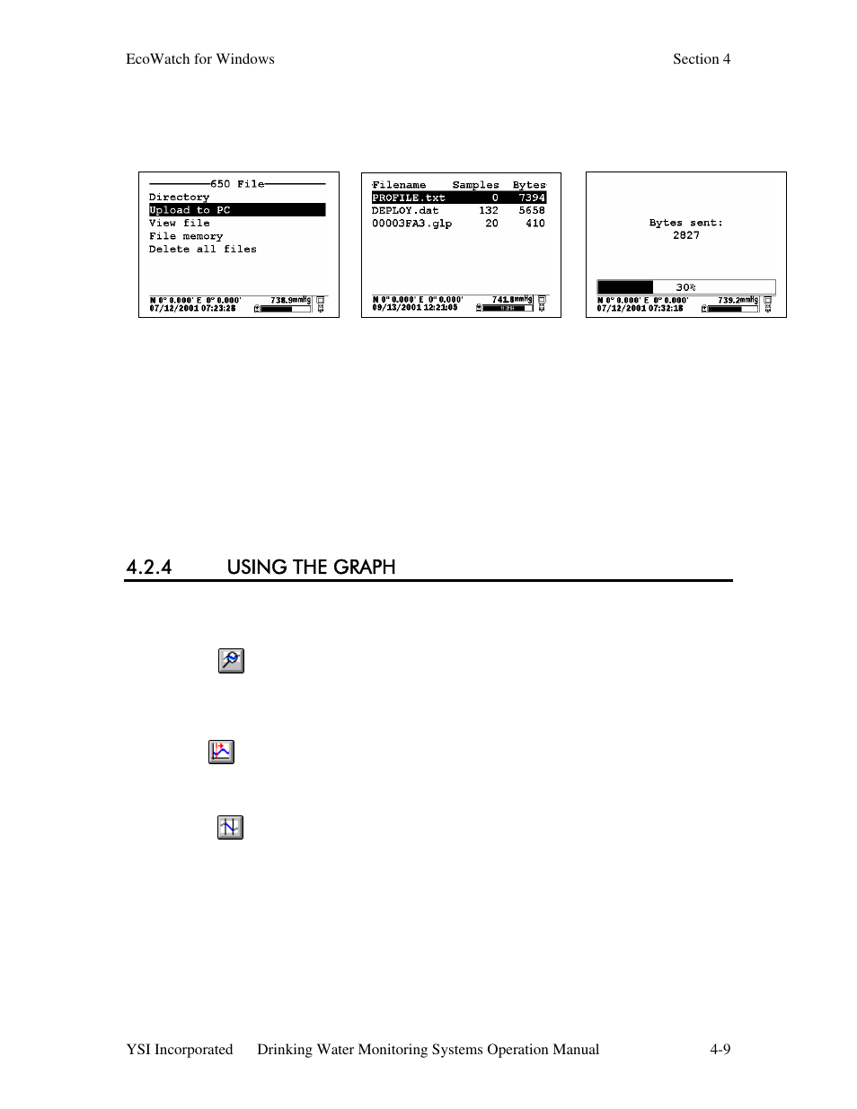 4 using the graph | YSI 600DW-B Sonde User Manual | Page 180 / 300