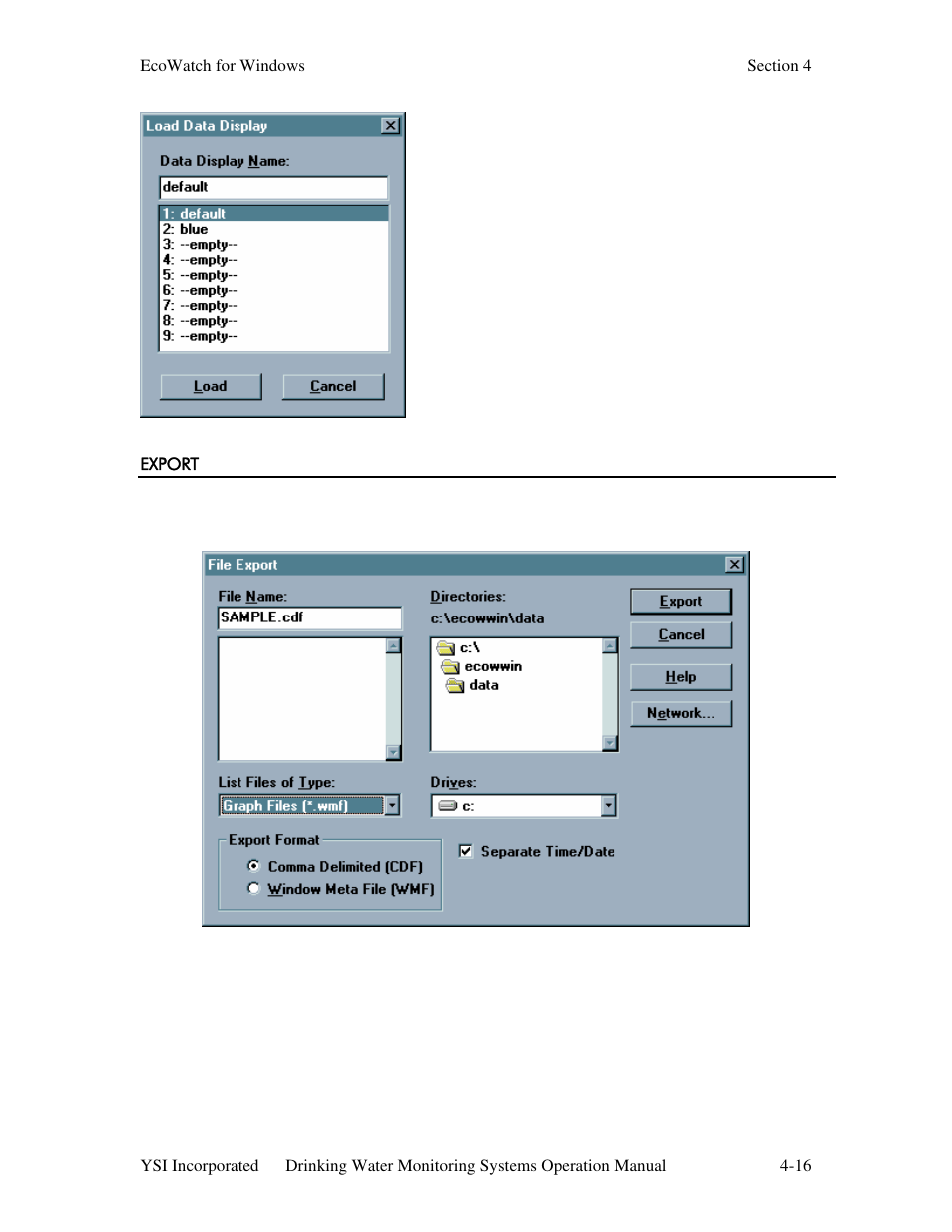 Export | YSI 600DW-B Sonde User Manual | Page 187 / 300