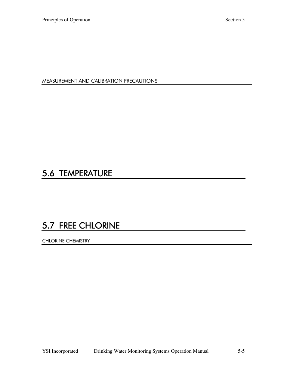 Measurement and calibration precautions, 6 temperature, 7 free chlorine | Chlorine chemistry | YSI 600DW-B Sonde User Manual | Page 218 / 300