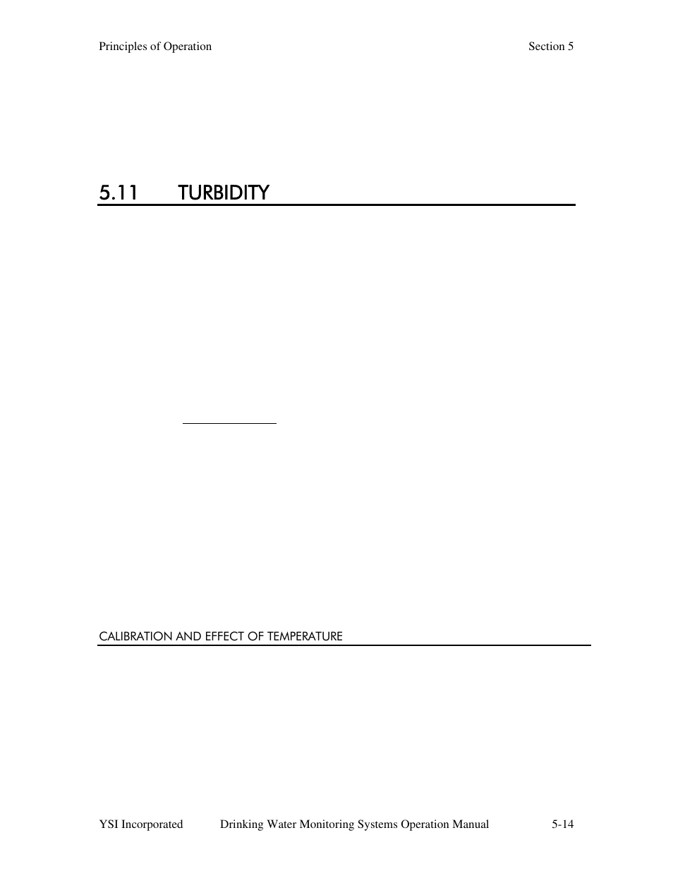 11 turbidity, Calibration and effect of temperature | YSI 600DW-B Sonde User Manual | Page 227 / 300