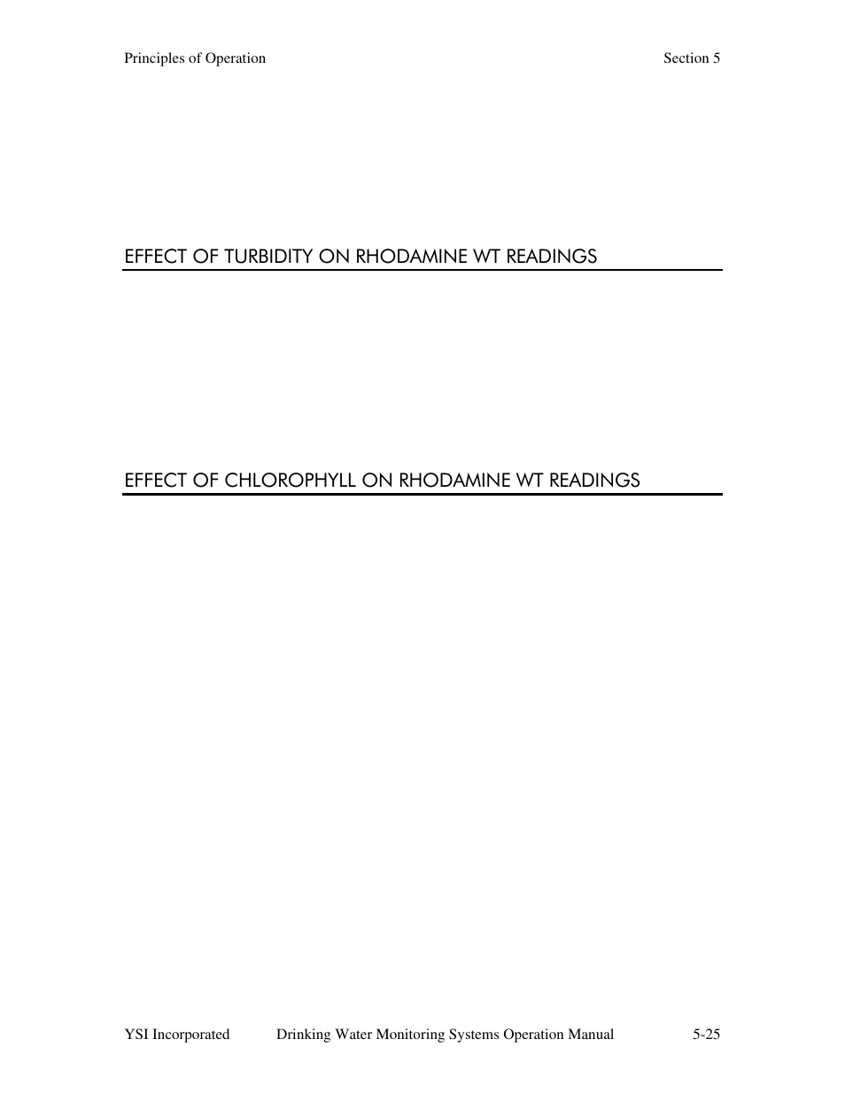 Effect of turbidity on rhodamine wt readings, Effect of chlorophyll on rhodamine wt readings | YSI 600DW-B Sonde User Manual | Page 238 / 300