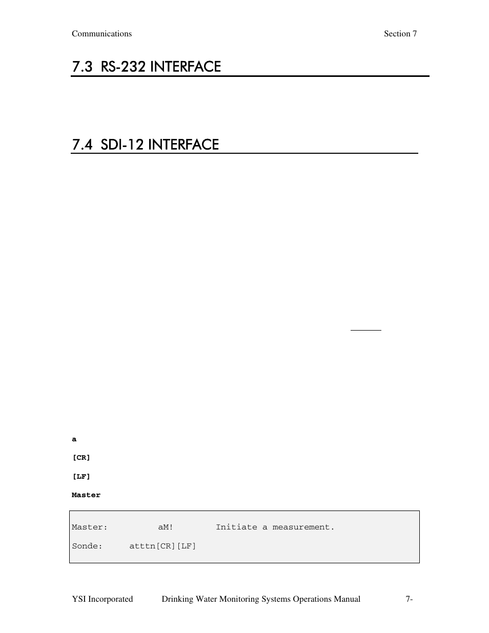 3 rs-232 interface, 4 sdi12 interface, 4 sdi-12 interface | YSI 600DW-B Sonde User Manual | Page 245 / 300