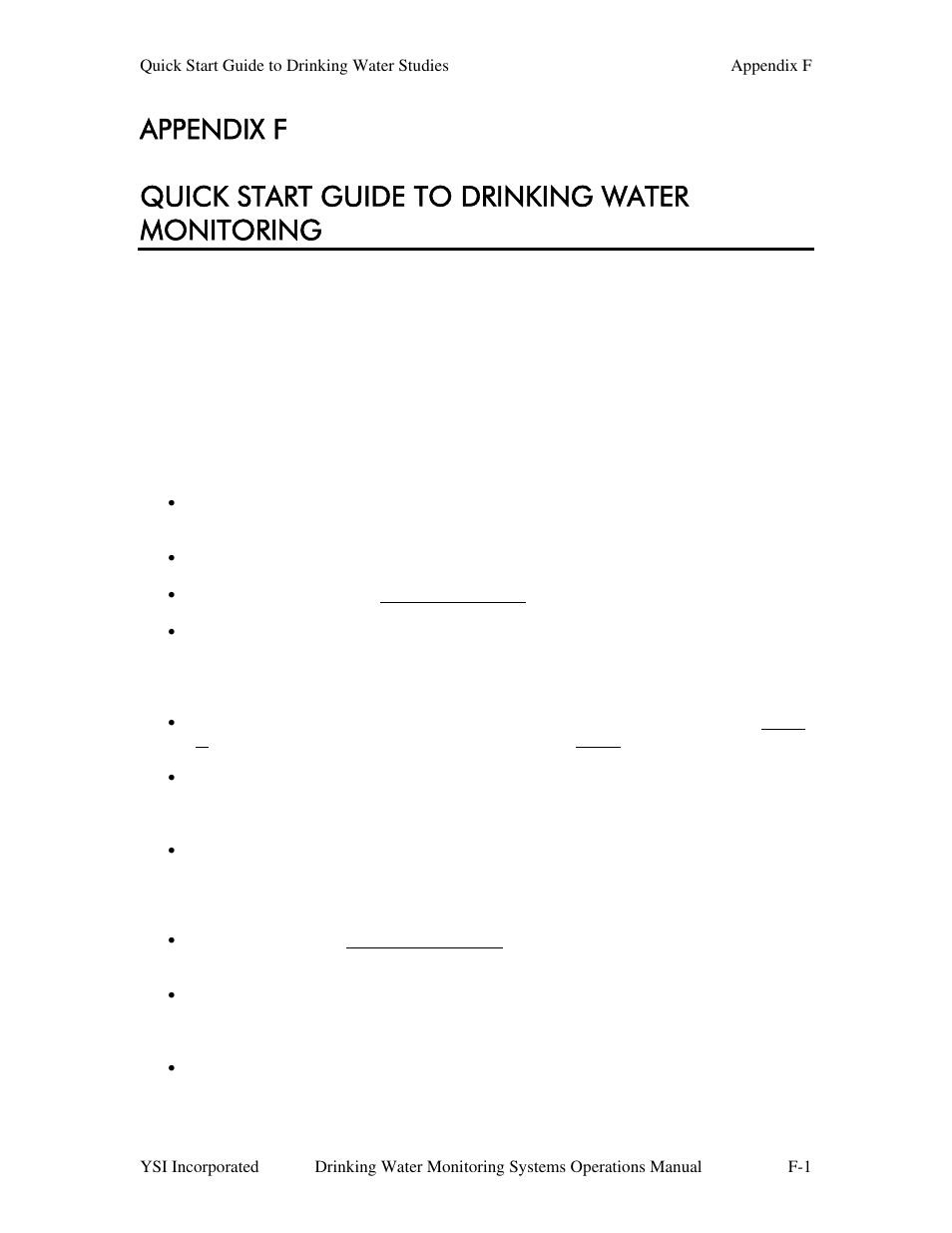 Appendix f, Quick start guide to drinking water monitoring | YSI 600DW-B Sonde User Manual | Page 269 / 300