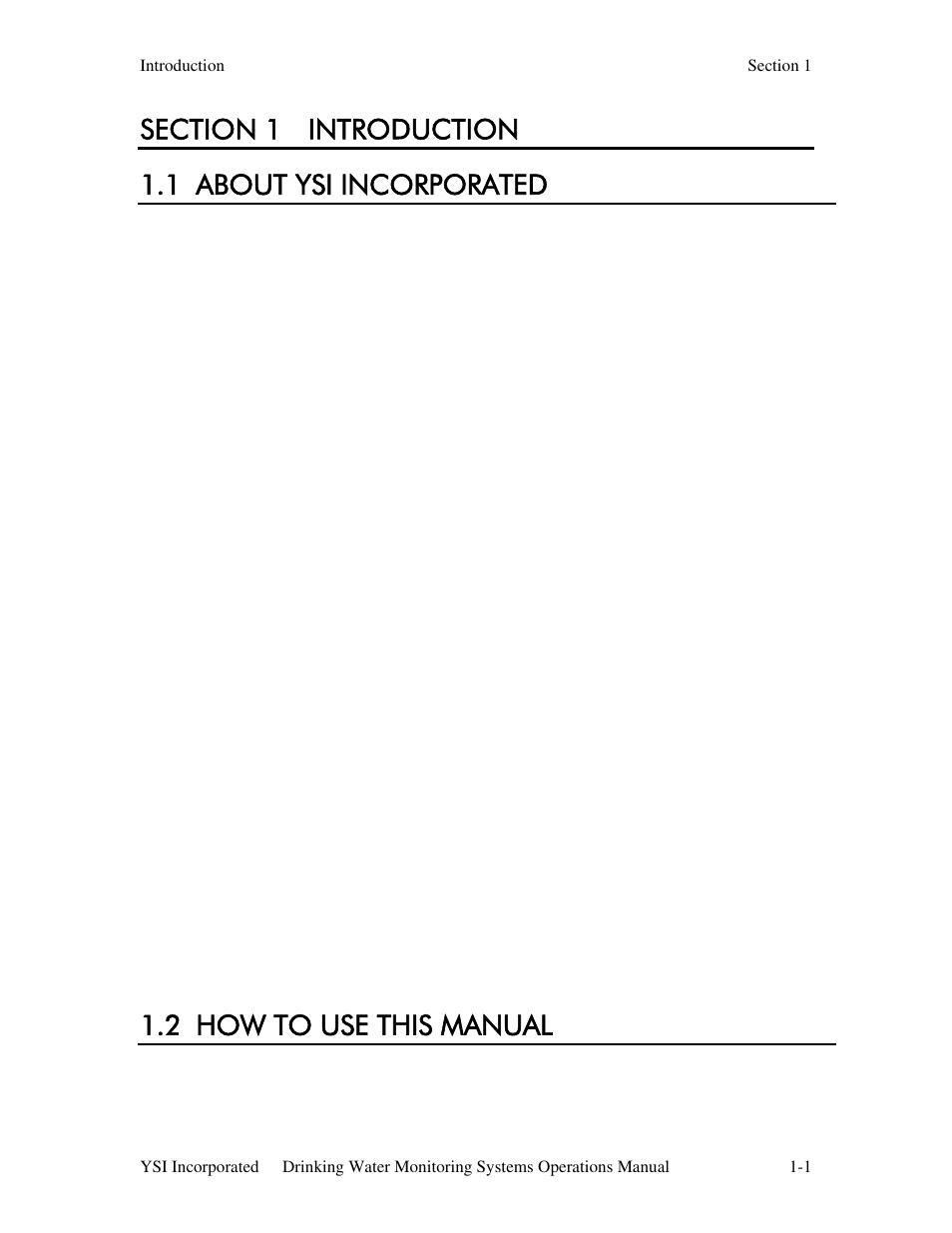 Section 1 introduction, 1 about ysi incorporated, 2 how to use this manual | YSI 600DW-B Sonde User Manual | Page 6 / 300